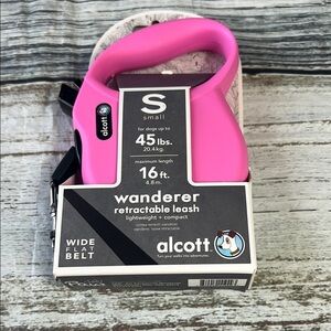 Alcott Pink Wanderer Retractable Leash for dogs up to 45lbs Length 16ft long